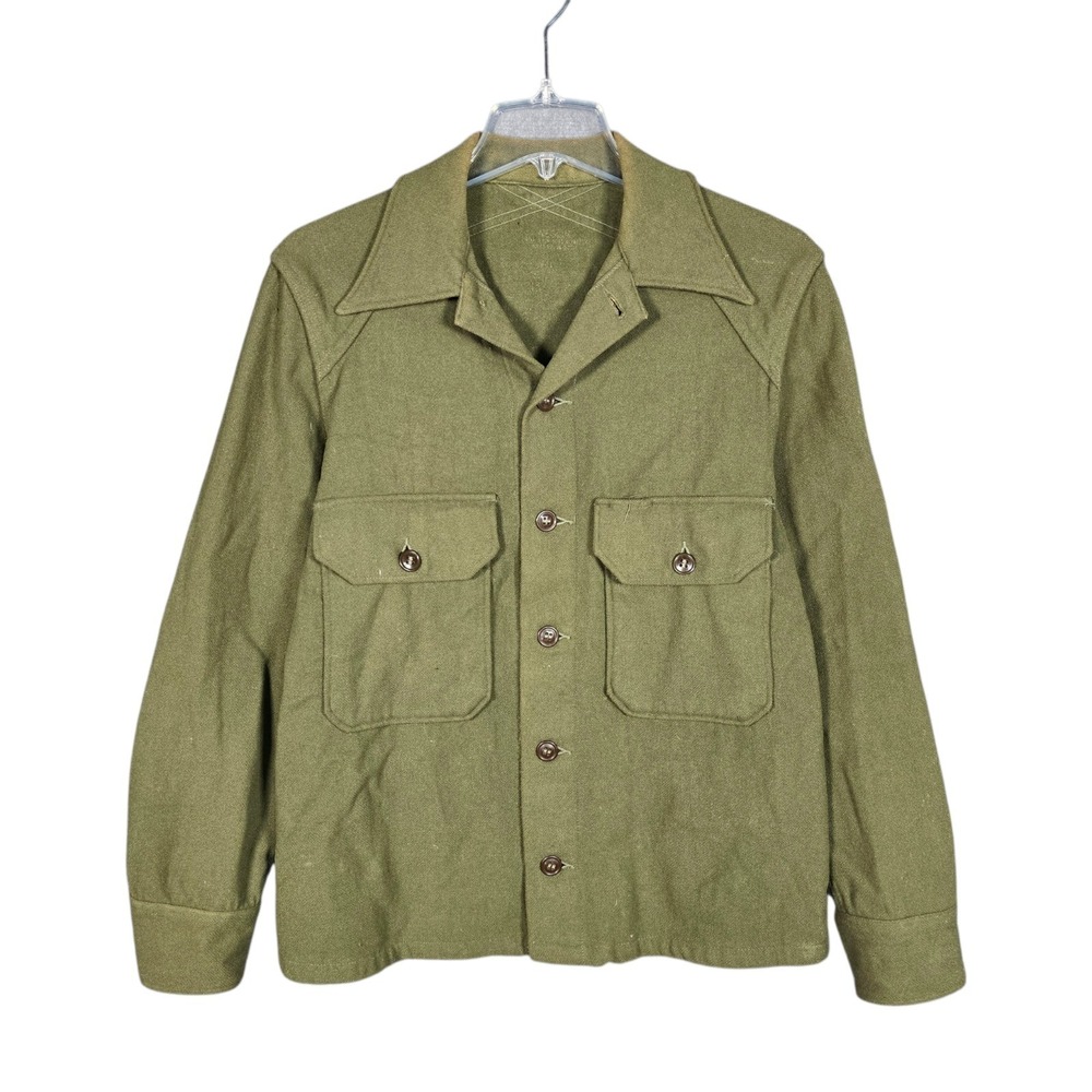 Vintage OG 108 Shirt Mens Large U.S Military Army Wool Cold Weather Coat 50s 60s